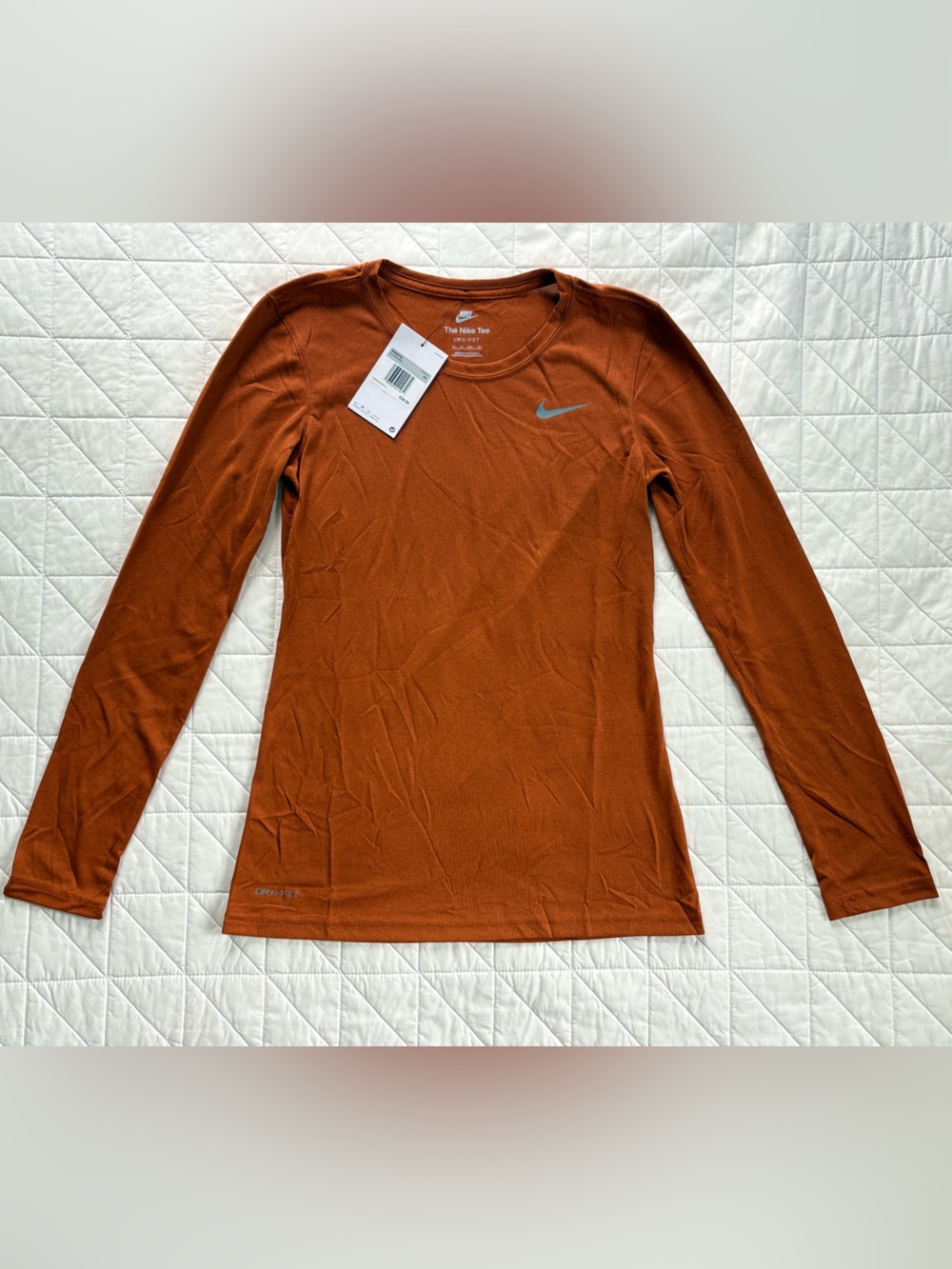 Nike Dri-FIT Women’s Long Sleeve Training Tee – Size XS Burnt Orange NWT